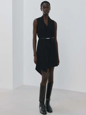 Sukienka z szalem i paskiem czarny - Kobieta - - MANGO