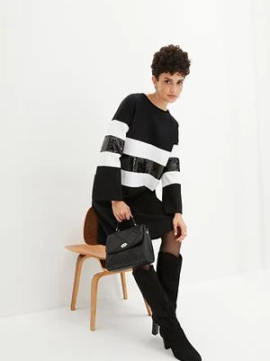 Sukienka z tkaniny punto z cekinami bonprix