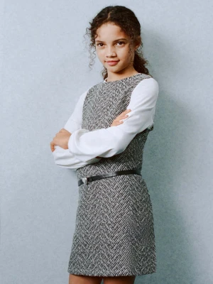 Sukienka z tweedu i lureksu niebieski - Dzieci - - MANGO KIDS