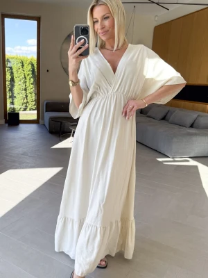 Sukienka z Wiskozy Beżowa Pam UNI ClothStore