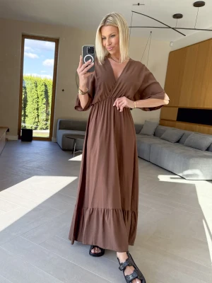 Sukienka z Wiskozy Brązowa Pam ClothStore
