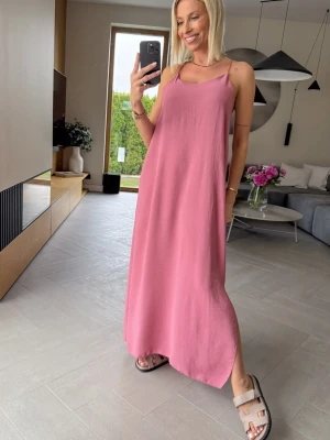 Sukienka z Wiskozy Brudny Róż Back UNI ClothStore