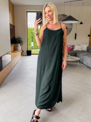 Sukienka z Wiskozy Butelkowa Zieleń Back ClothStore