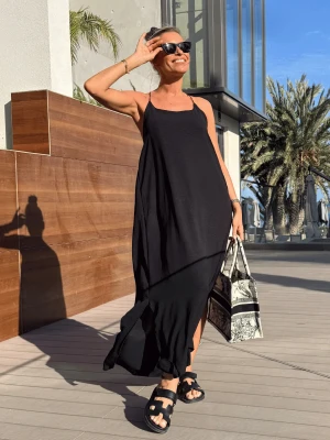 Sukienka z Wiskozy Czarna Back ClothStore