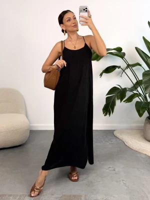 Sukienka z Wiskozy Czarna Back ClothStore