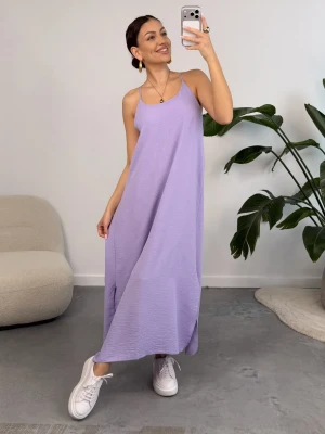 Sukienka z Wiskozy Fioletowa Back ClothStore