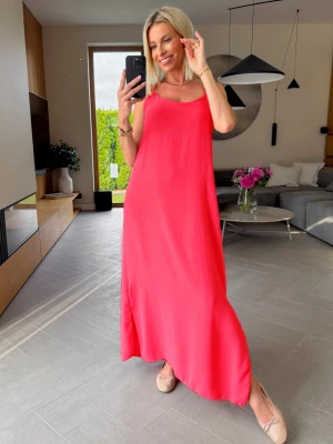 Sukienka z Wiskozy Koralowa Back UNI ClothStore