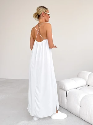 Sukienka z Wiskozy Kremowa Back ClothStore
