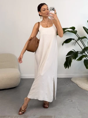 Sukienka z Wiskozy Kremowa Back ClothStore