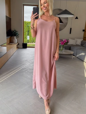 Sukienka z Wiskozy Pudrowa Back ClothStore