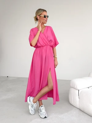 Sukienka z Wiskozy Różowa Milos UNI ClothStore