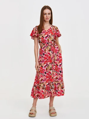 Sukienka z wiskozy w printem w czerwone kwiaty Top Secret