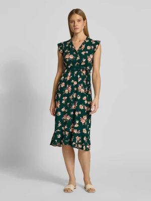 Sukienka z wiskozy z wiązanym paskiem i dołem obszytym falbaną Apricot