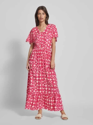 Sukienka z wiskozy ze wzorem na całej powierzchni model ‘Nasreen’ Ichi