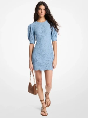 Sukienka ze sznurkowej kwiecistej koronki Michael Kors CHAMBRAY (Niebieski)