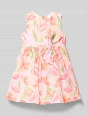 Sukienka ze wzorem na całej powierzchni i wiązaną aplikacją Mayoral