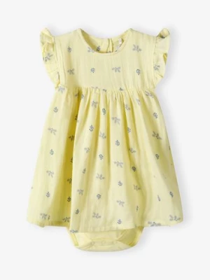 Sukienko body dla niemowlaka - żółte w kwiatki - 5.10.15.