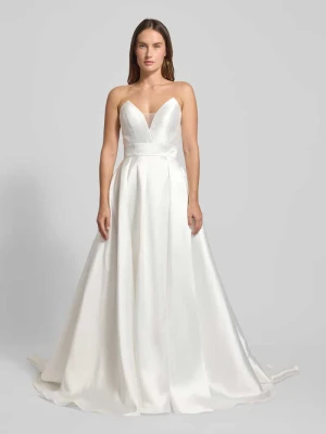 Suknia ślubna o kroju regular fit z listwą z ozdobnymi guzikami luxuar