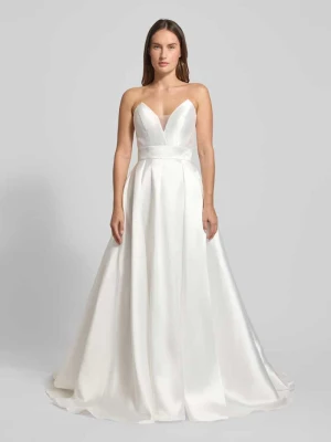 Suknia ślubna o kroju regular fit z listwą z ozdobnymi guzikami luxuar