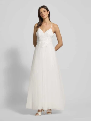 Suknia ślubna z kwiatowymi haftami Mascara