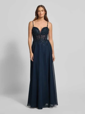 Suknia wieczorowa z perełkami i cekinami luxuar