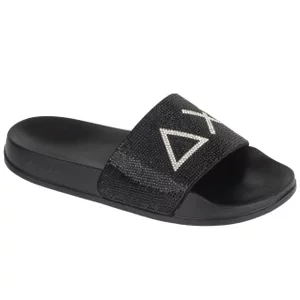 SUN68 Slippers Strass Logo X36211-11, Damskie, Czarne, klapki, poliuretan, rozmiar: 38
