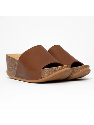 Sunbay Klapki "Toluca" w kolorze jasnobrązowym na koturnie rozmiar: 40