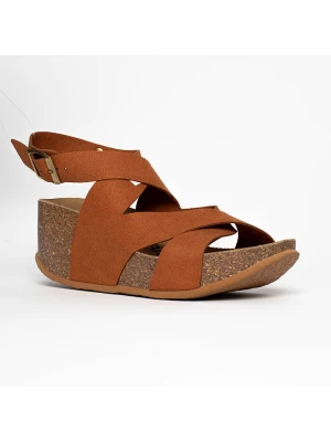 Sunbay Sandały "Ballina" w kolorze jasnobrązowym na koturnie rozmiar: 40