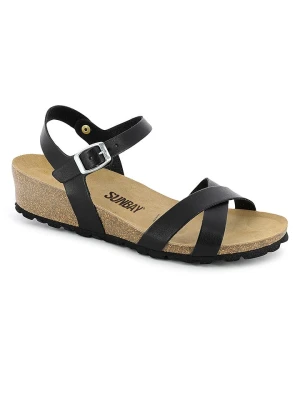Sunbay Sandały "Lecheria" w kolorze czarnym na koturnie rozmiar: 38