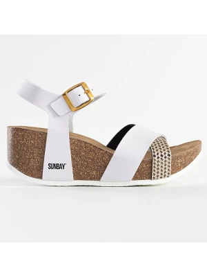 Sunbay Sandały "Reynosa" w kolorze białym na koturnie rozmiar: 40