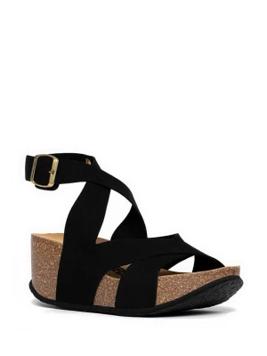 Sunbay Sandały w kolorze czarnym na koturnie rozmiar: 40