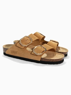 Sunbay Skórzane klapki "Trefle" w kolorze jasnobrązowym rozmiar: 38