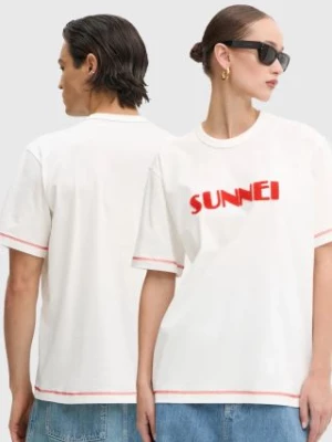 Sunnei t-shirt bawełniany kolor biały z aplikacją RTWXJER020