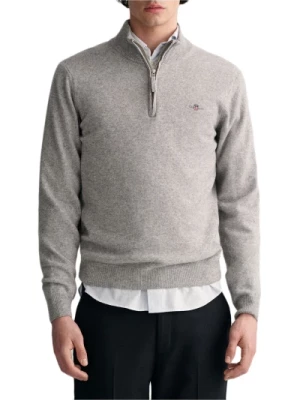 Super cienki Sweter z Półzamkiem z Wełny Merynosowej Gant