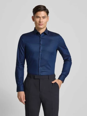 Super krój slim fit koszula biznesowa z mieszanki bawełny OLYMP No. Six Granatowy