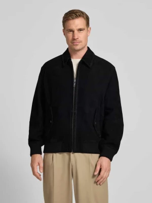 Super krój slim fit kurtka skórzana z koziej skóry model 'Lemai' HUGO