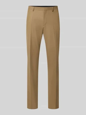 Super krój slim fit spodnie garniturowe z mieszanka wełny model 'Hesten253X' Hugo Beżowy