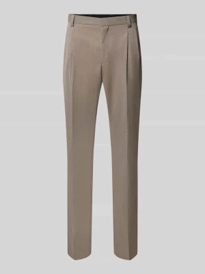 Super krój slim fit spodnie garniturowe z mieszanka żywej wełny model 'Hesten261F1X' Hugo Piaskowy