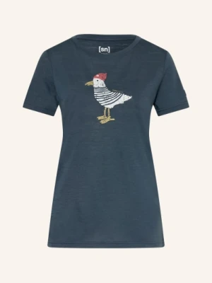 Super.Natural Koszulka Funkcyjna Jonny Z Wełną Merynosową blau