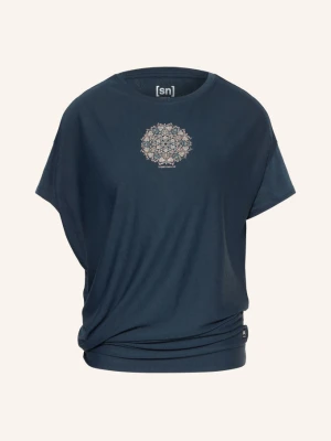 Super.Natural Koszulka Funkcyjna Ornamental Loose Z Wełną Merynosową blau GRANATOWY