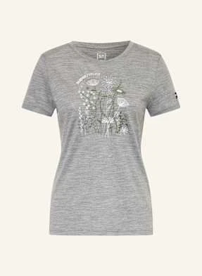 Super.Natural Koszulka Funkcyjna Rock Flowers Z Wełną Merino grau