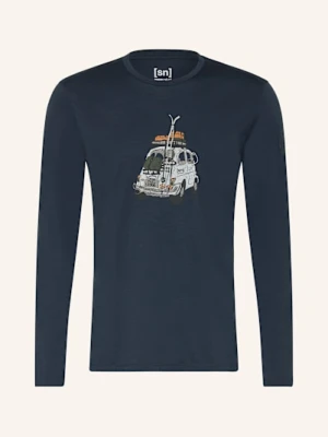 Super.Natural Koszulka Z Długim Rękawem Carski Bio Z Wełną Merino blau