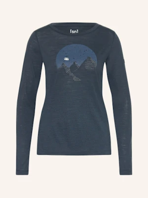 Super.Natural Koszulka Z Długim Rękawem Gondola Z Dodatkiem Wełny Merino blau