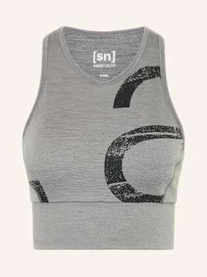 Super.Natural Krótki Top Funkcyjny Capital Logo Z Wełną Merino grau