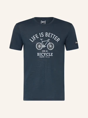 Super.Natural T-Shirt Better Bike Z Wełną Merino blau