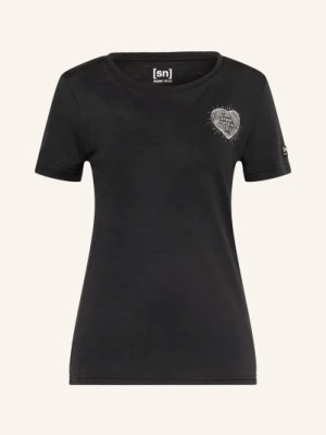 Super.Natural T-Shirt Little Heartwood Z Dodatkiem Wełny Merino schwarz