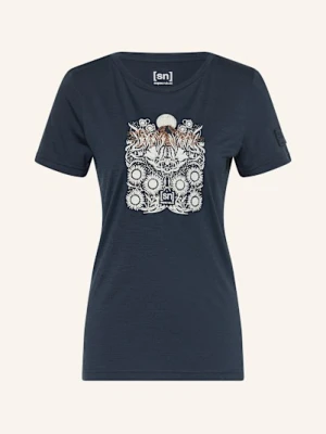 Super.Natural T-Shirt Mount Flower Z Dodatkiem Wełny blau