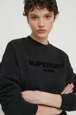 Superdry bluza bawełniana damska kolor czarny z nadrukiem