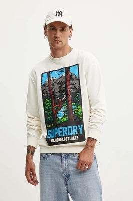 Superdry bluza bawełniana męska kolor beżowy z nadrukiem M2014112A-2YW