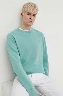 Superdry bluza bawełniana męska kolor turkusowy gładka